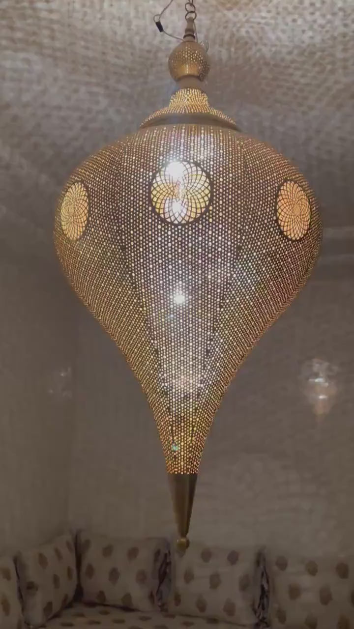 Moroccan Handmade Brass Ceiling Pendant Light (Mahveen)