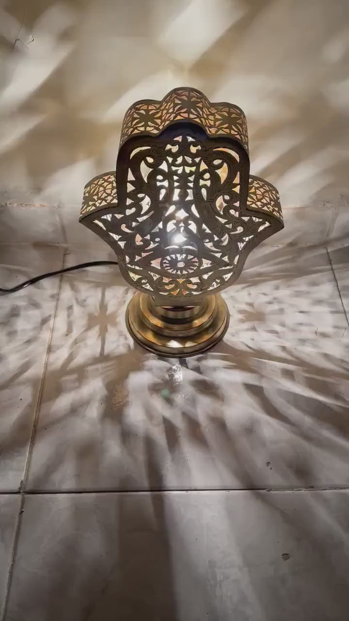 Moroccan Handmade Brass Table Lamp (Nujud)
