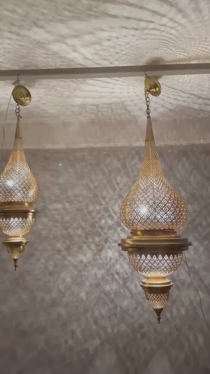 Order by Size : Moroccan Handmade Brass Ceiling Pendant Light (Tadda)