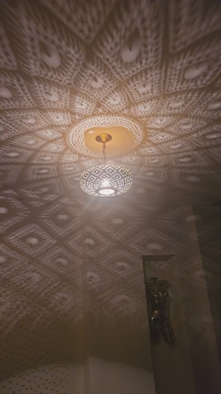 Order by Size : Moroccan Handmade Brass Ceiling Pendant Light (Safiya)
