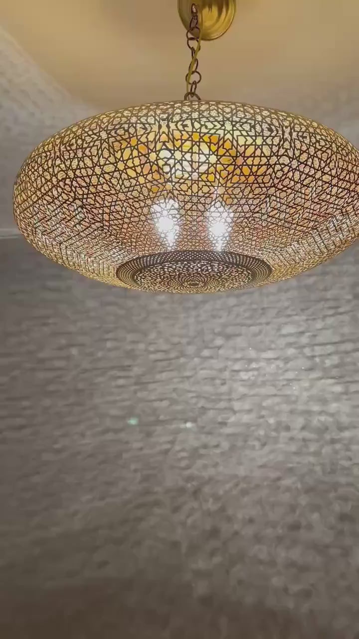 Order by Size : Moroccan Handmade Brass Ceiling Pendant Light (Arisha)