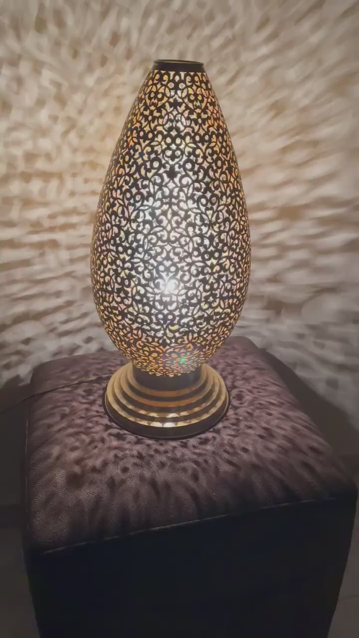 Order by Size : Moroccan Handmade Brass Table Lamp (Layan)