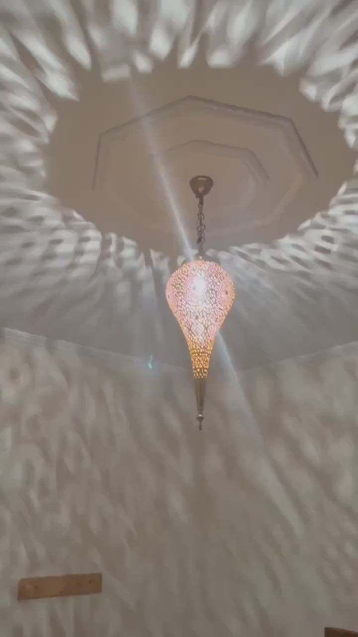 Order by Size : Moroccan Handmade Brass Ceiling Pendant Light (Taima)