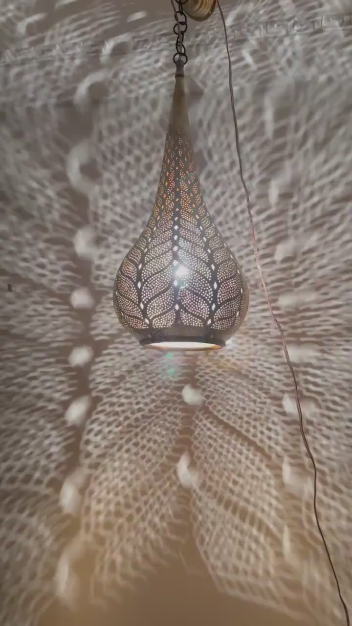 Order by Size : Moroccan Handmade Brass Ceiling Pendant Light (Kella)
