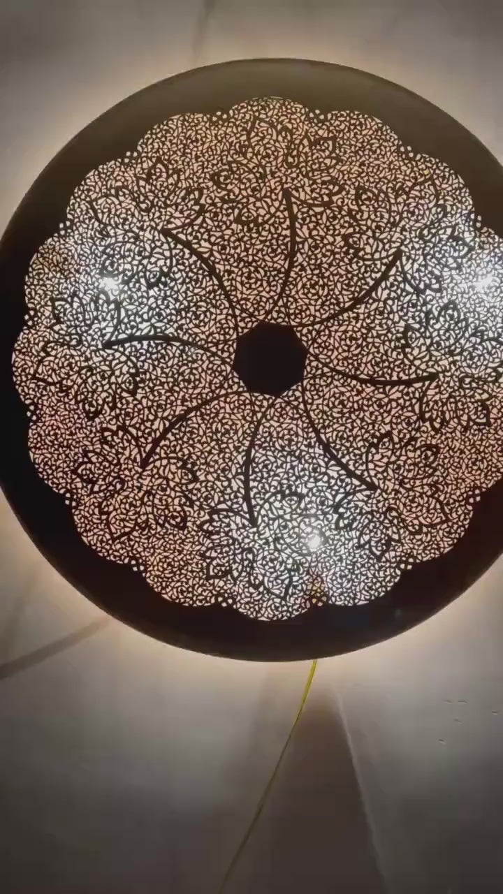 Order by Size : Moroccan handmade brass round wall light lamp ( Rabat)