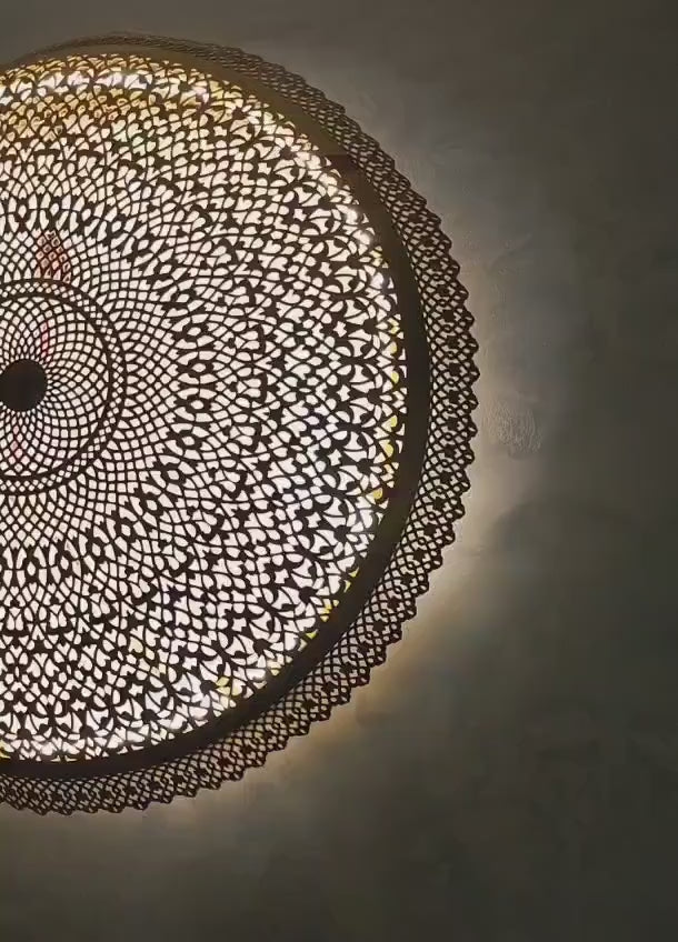 Order by Size : Moroccan handmade brass round wall light lamp ( Midelt)