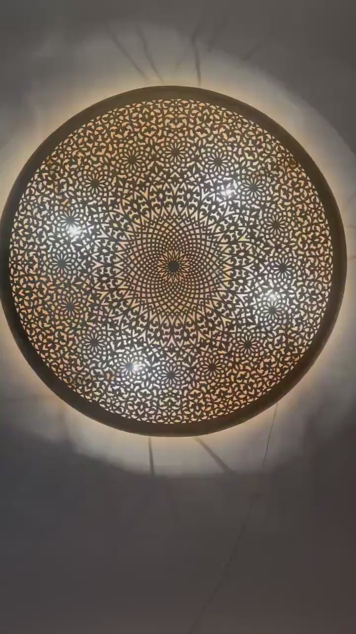 Order by Size : Moroccan handmade brass round wall light lamp ( Taourirt)
